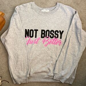 Wound Up Gray and Pink 'Not Bossy Just Better' Sweater